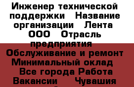 Инженер технической поддержки › Название организации ­ Лента, ООО › Отрасль предприятия ­ Обслуживание и ремонт › Минимальный оклад ­ 1 - Все города Работа » Вакансии   . Чувашия респ.,Алатырь г.